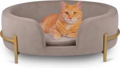 Maxxpro Pet Bed - Huisdieren Tot 80KG - Zacht Fluwelen Kussen - Verhoogd Katten- En Hondenbed - Grijs - 60,5 X 40,5 X 23,5 Cm