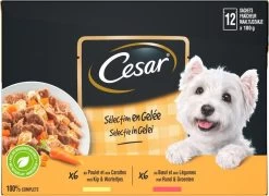 Cesar Selectie In Gelei Maaltijdzakjes Honden Natvoer - Vlees En Groenten In Gelei - 48 X 100g -Pet Care Verkoop 1200x874 1