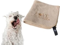Pepets© – Hondenhanddoek – Honden Handdoek – Microvezel Handdoek – Handdoek Hond – Hondendeken – Droogdoek Hond – Dierendeken – Absorberend – 100*50CM - Beige - GRATIS Zonnebril -Pet Care Verkoop 1200x889