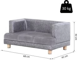 PawHut Hondenbank Huisdierbank Hondenbed Hondenmat Woonkamer PU-leer Kort Pluche Grijs D04-135 -Pet Care Verkoop 1200x941