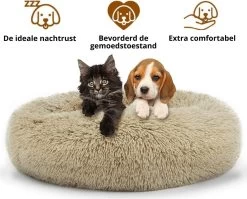 Behave Donut Hondenmand - Hondenkussen - Hondenbed - Kattenmand - Fluffy - Donut - 50cm - Beige -Pet Care Verkoop 1200x966 2