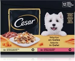 Cesar Selectie In Gelei Maaltijdzakjes Honden Natvoer - Vlees En Groenten In Gelei - 48 X 100g -Pet Care Verkoop 1200x982