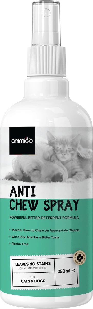 Animigo Anti Bijt En Knaag Spray Voor Honden En Katten - 250 Ml - Tegen Ongewenst Knagen En Bijten - 100% Natuurlijk 1 Animigo Anti Bijt En Knaag Spray Voor Honden En Katten - 250 Ml - Tegen Ongewenst Knagen En Bijten - 100% Natuurlijk