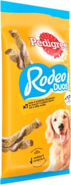 Pedigree Rodeo Duo Hondensnacks - Kip & Bacon - 10 X 7 Stuks -Pet Care Verkoop 462x1200