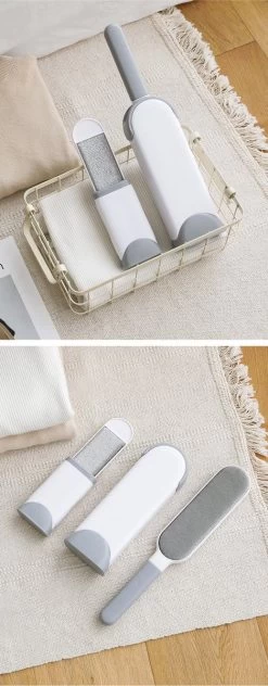 IGOODS - Pet Hair Remover - Hond & Kat Roller Brush - Dubbelzijdig Bont Ontharingsgereedschap Met Zelfreinigende Basis - Reismaatborstel - Voor Kleding - Bank - Tapijt - Autostoel GRIJS -Pet Care Verkoop 469x1200