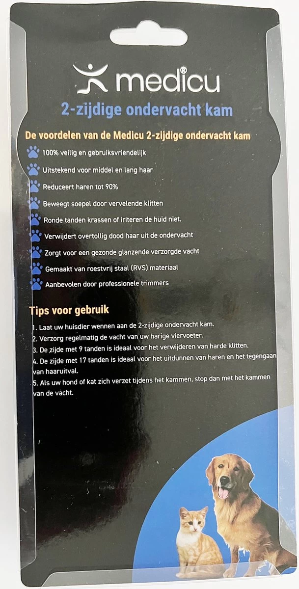 Hondenkam 2-Zijdige Voor Ondervacht - Kattenkam - Voorkomt Haaruitval - Verwijdert Klitten - MEDICU ® Premium Quality 2 Hondenkam 2-Zijdige Voor Ondervacht - Kattenkam - Voorkomt Haaruitval - Verwijdert Klitten - MEDICU ® Premium Quality - Afbeelding 2