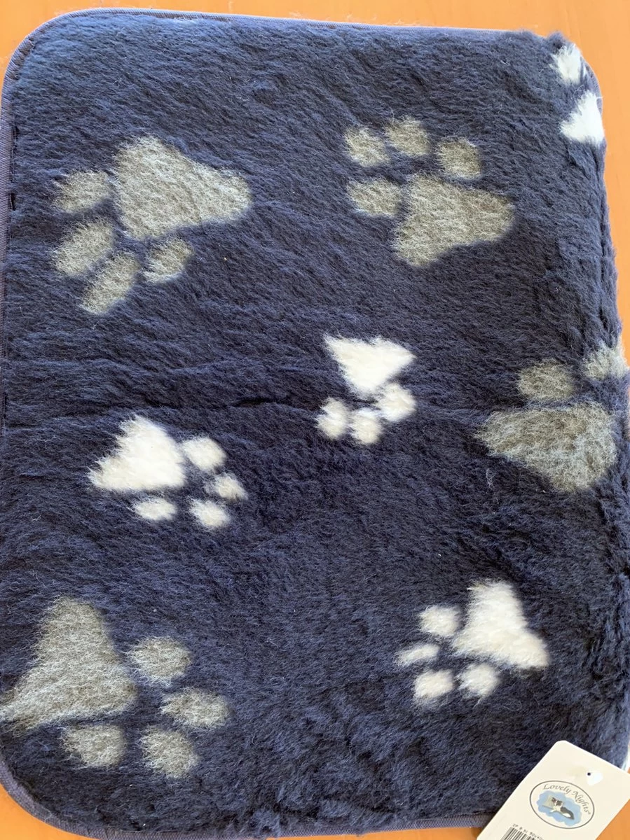 Lovely Nights Vetbed/kleed Blue With 2 Color Print Paw Met Bies 100x75 Rechthoek 3 Lovely Nights Vetbed/kleed Blue With 2 Color Print Paw Met Bies 100x75 Rechthoek - Afbeelding 3