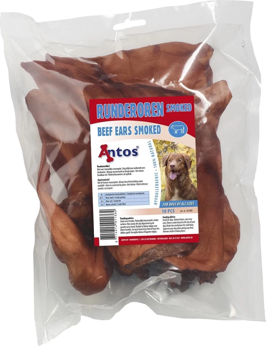 Antos Runderoor Smoked Rund Hondensnack - 280 G - 10 Stuks 1 Antos Runderoor Smoked Rund Hondensnack - 280 G - 10 Stuks