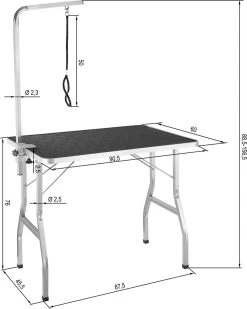 Tectake- Trimtafel Met Lus - Tafelhoogte: 76 Cm - Zwart / Grijs - 402892 -Pet Care Verkoop 958x1200